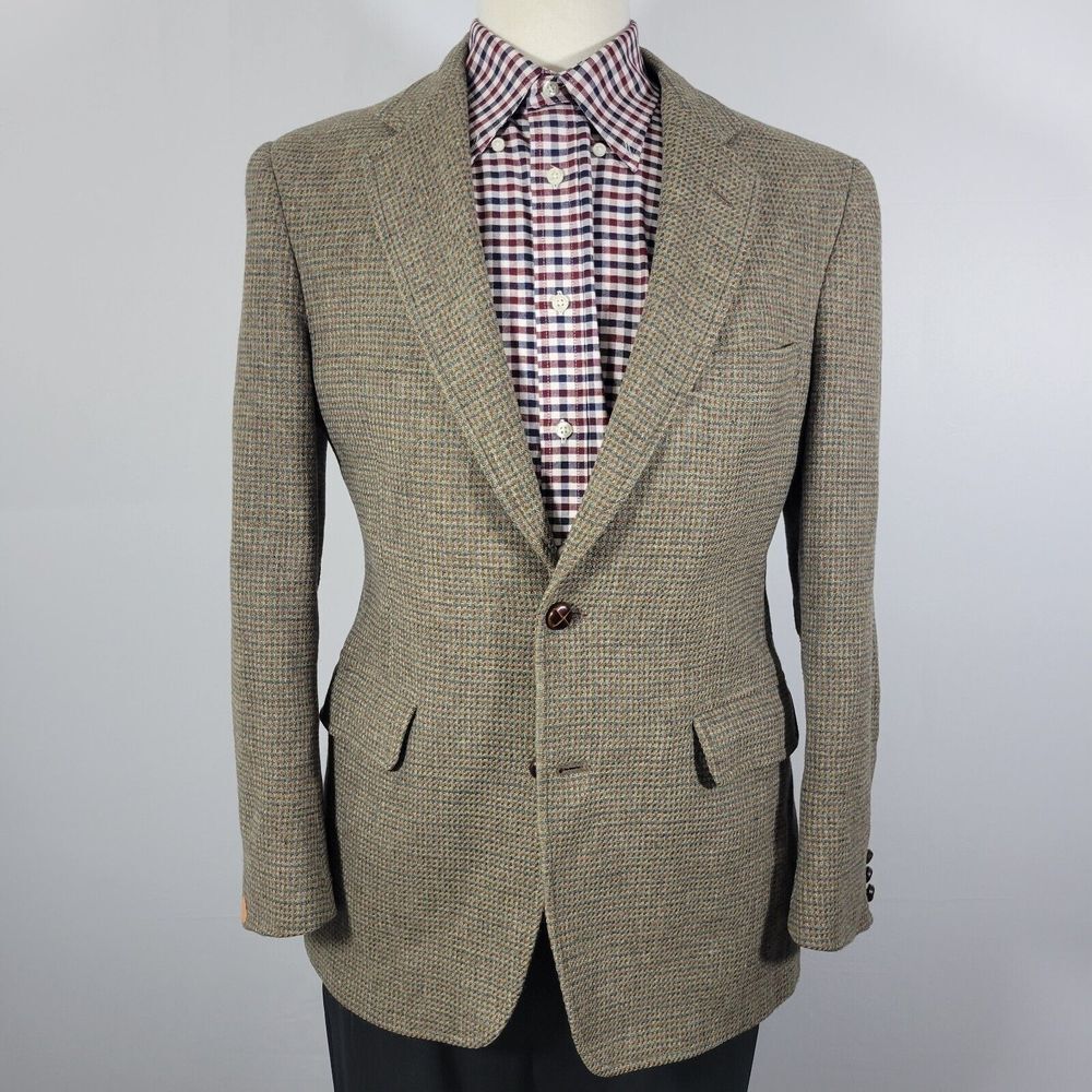 VTG JOS A BANK Men's Tweed Sport Coat Blazer‎ Two Button Brown Wool 41R